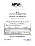 Preview for 1 page of APW Wyott SPTU- 50 Installation And Operating Instructions Manual