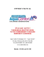 Предварительный просмотр 1 страницы Aqua Comfort Technologies Comfort-Chlor CC-350 Owner'S Manual