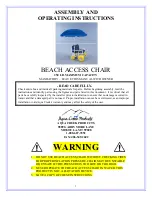 Предварительный просмотр 1 страницы Aqua Creek Beach Access Chair Assembly And Operating Instructions Manual