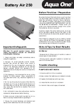 Preview for 1 page of Aqua One Battery Air 250 Quick Start Manual