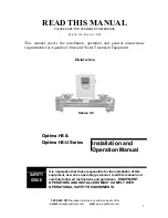 Preview for 1 page of Aquafine optima hx series Installation And Operation Manual