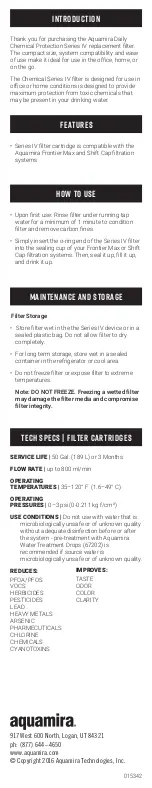 Preview for 2 page of Aquamira CHEMICAL IV Series User Manual