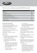 Preview for 2 page of Aquatec Aquapro AS10000DF Instruction Manual