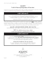 Preview for 3 page of Aquatic iNfiNity serIes Owner'S Manual & Installation Manual