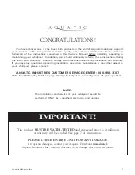 Preview for 4 page of Aquatic Millenium Series Owner'S Manual & Installation Manual