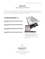 Preview for 3 page of Aquatic SERENITY DRIFTBATH Owner'S Manual & Installation Manual