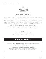 Preview for 4 page of Aquatic SERENITY DRIFTBATH Owner'S Manual & Installation Manual