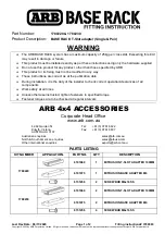 Preview for 1 page of ARB BASE RACK 1780220 Fitting Instructions