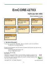 Preview for 1 page of Arbor Technology EmCORE-i2703 Quick Installation Manual