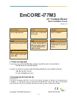 Preview for 1 page of Arbor Technology EmCORE-i77M3 Quick Installation Manual