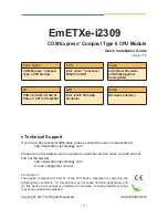 Предварительный просмотр 1 страницы Arbor Technology EmETXe-i2309 Quick Installation Manual