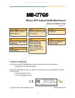 Arbor Technology MB-i77Q0 Quick Installation Manual preview
