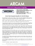 Preview for 1 page of Arcam DiVA A70 Brochure