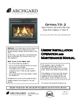 Archgard Optima 70-2 User'S Installation, Operation And Maintenance Manual preview