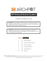 Preview for 1 page of ARCHPOT APF Installation And Operation Manual