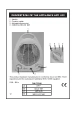 Предварительный просмотр 12 страницы ARDES Sahara 451 Instructions For Use Manual