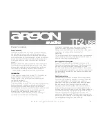 Preview for 2 page of argon audio tt-2 Owner'S Manual