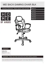 Argos HOME MID BACK GAMING CHAIR BLK 608/8734 Assembly Instructions Manual предпросмотр