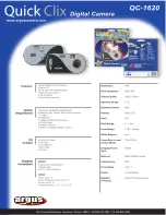 Предварительный просмотр 1 страницы Argus Argus QuickClix QC-1620 Specification Sheet