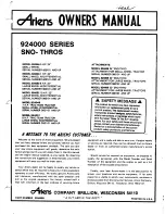 Ariens 924000 Owner'S Manual preview