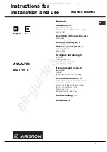 Preview for 1 page of Ariston AQ7L 105 U Instructions For Installation And Use Manual