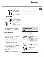 Предварительный просмотр 15 страницы Ariston aqualtis aq113d 697d Instructions For Installation And Use Manual