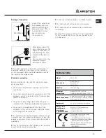 Предварительный просмотр 3 страницы Ariston AQXF 109 Instruction Booklet