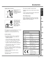 Предварительный просмотр 63 страницы Ariston AVSL 125 Instructions For Use Manual