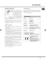 Предварительный просмотр 3 страницы Ariston AVXXL105 Instruction Booklet