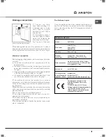 Предварительный просмотр 3 страницы Ariston AVXXL149 Instruction Booklet