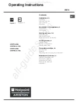 Предварительный просмотр 1 страницы Ariston Hotpoint CISFB G Operating Instructions Manual