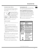 Preview for 3 page of Ariston LFS 215 Operating Instructions Manual