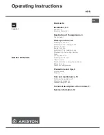 Preview for 1 page of Ariston NIO 844 DO B AUS Operating Instructions Manual