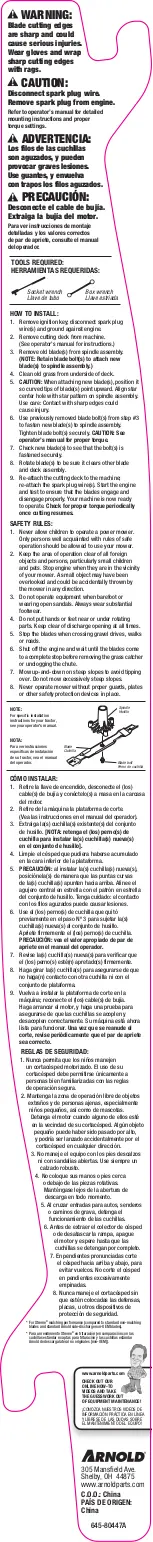 Предварительный просмотр 2 страницы ARNOLD XTREME Craftsman 532138971 Installation Instructions