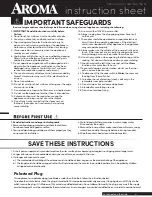 Aroma ARC-363-1NG Instruction Sheet preview