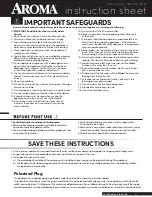 Предварительный просмотр 1 страницы Aroma ARC-363-1NG Instruction Sheet