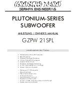 Preview for 1 page of AROUND ZERO PLUTONIUM SERIES GZPW 21SPL Owner'S Manual