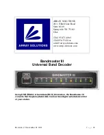 Preview for 1 page of Array Solutions Bandmaster III Manual