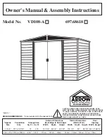 Preview for 1 page of Arrow Group Industries 697.68618    instruc Owner'S Manual & Assembly Instrucowner'S Manual & Assembly Instructions