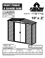 Предварительный просмотр 1 страницы Arrow Storage Products ED102 Owner'S Manual & Assembly Manual