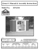 Preview for 1 page of Arrow Storage Products EPA104 Owner'S Manual & Assembly Instructions