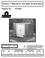 Preview for 1 page of Arrow Storage Products EPA84 Owner'S Manual & Assembly Instructions