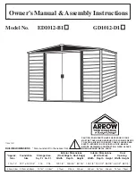 Предварительный просмотр 1 страницы Arrow ED1012-B1 Series Owner'S Manual & Assembly Instructions