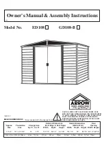 Arrow ED108 Owner'S Manual & Assembly Instructions preview