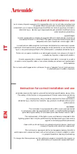 Preview for 4 page of Artemide 0165010A Instructions For Installation And Use Manual