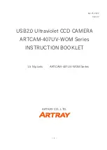 Предварительный просмотр 1 страницы ARTRAY ARTCAM-407UV-WOM Series Instruction Booklet