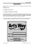 Preview for 4 page of Art's Way JR50 Manual