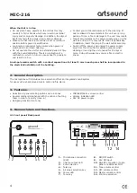 Предварительный просмотр 4 страницы Artsound MIC-216 Operating Manual