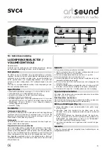 Предварительный просмотр 1 страницы Artsound SVC4 Operating Instructions