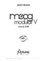 Arturia MOOG MODULAR V 2.6 User's User Manual preview